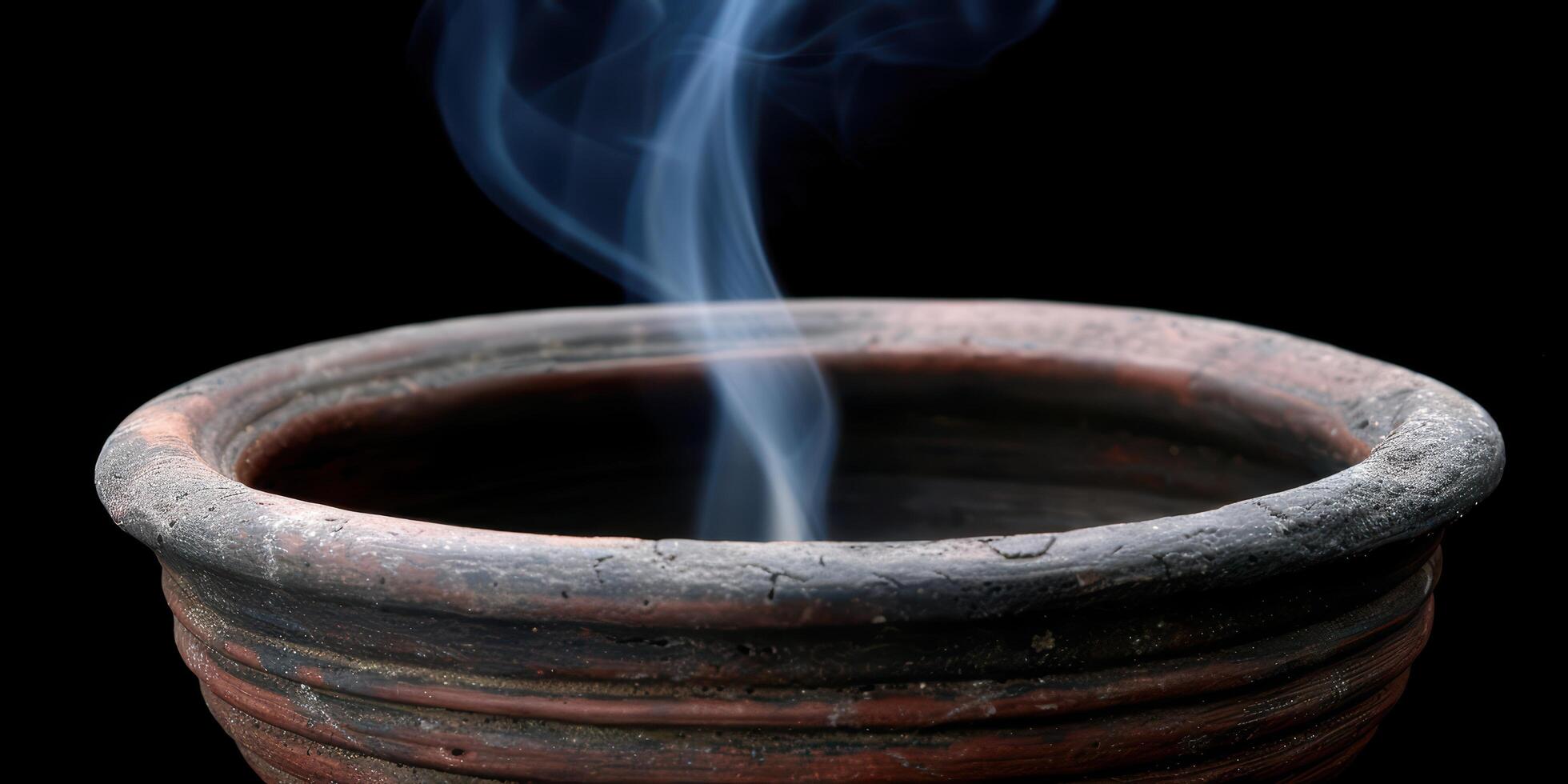 Steaming hot drink in traditional ceramic cup photo