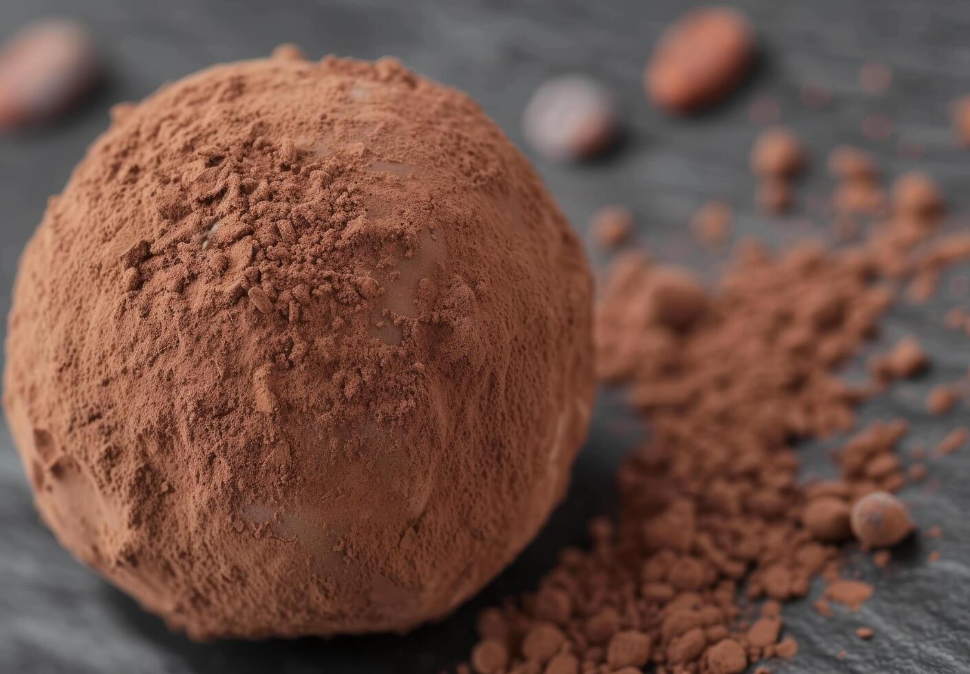 Delicious chocolate truffle on dark background photo