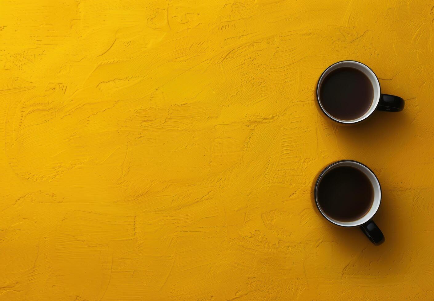 two cups of coffee on a vibrant yellow background photo