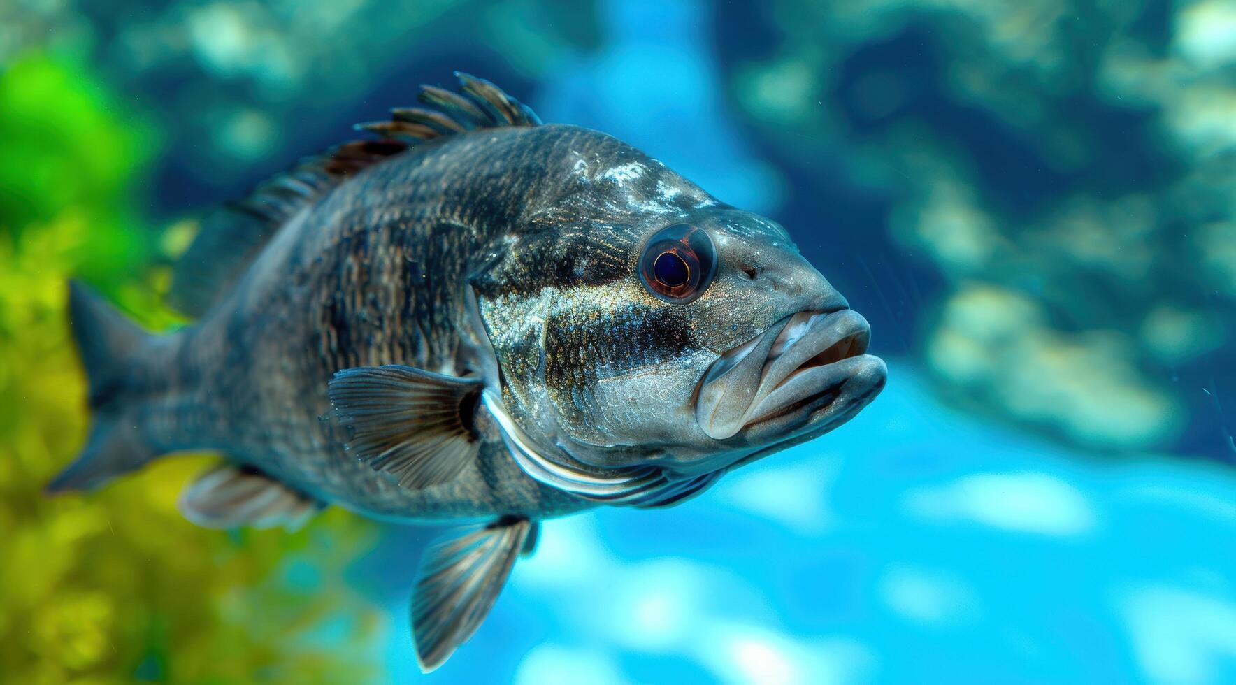 close up of a colorful tropical fish photo