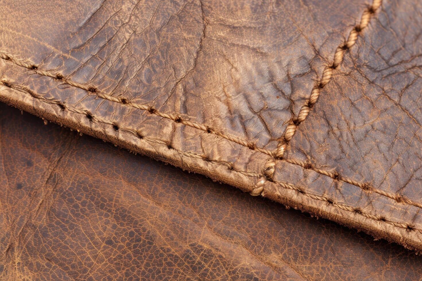 Close up of textured leather surface with stitching photo