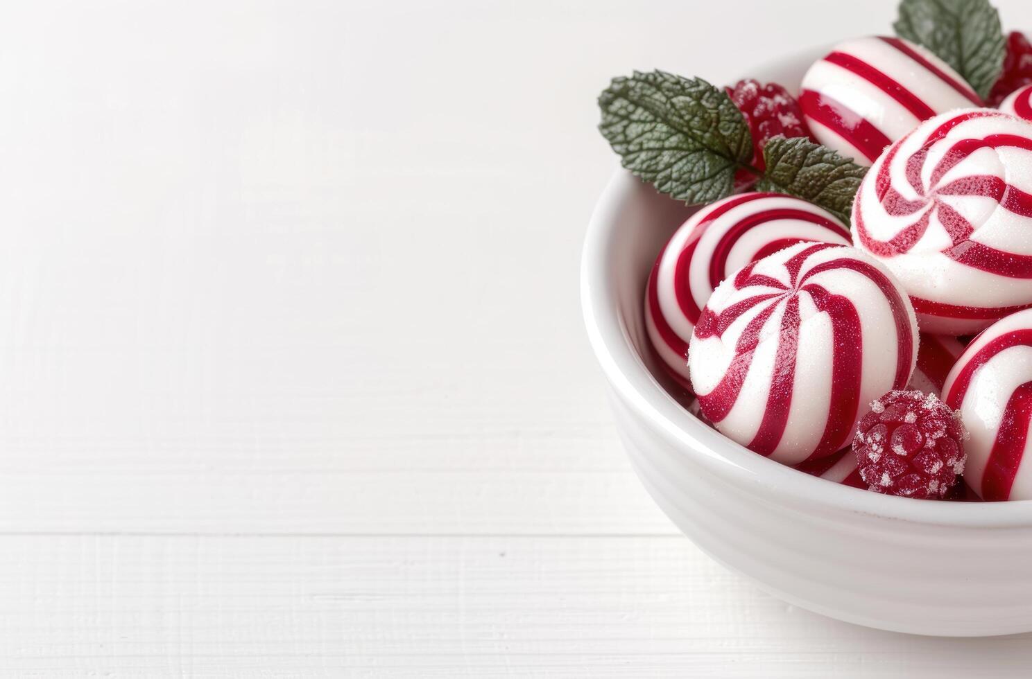 Festive candy canes and holiday decorations photo