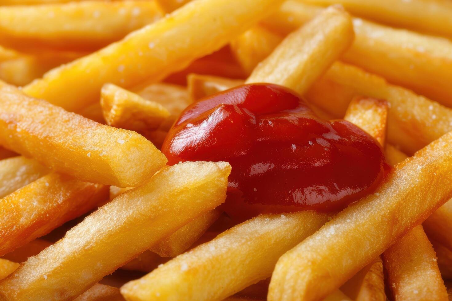 Delicious french fries with ketchup photo