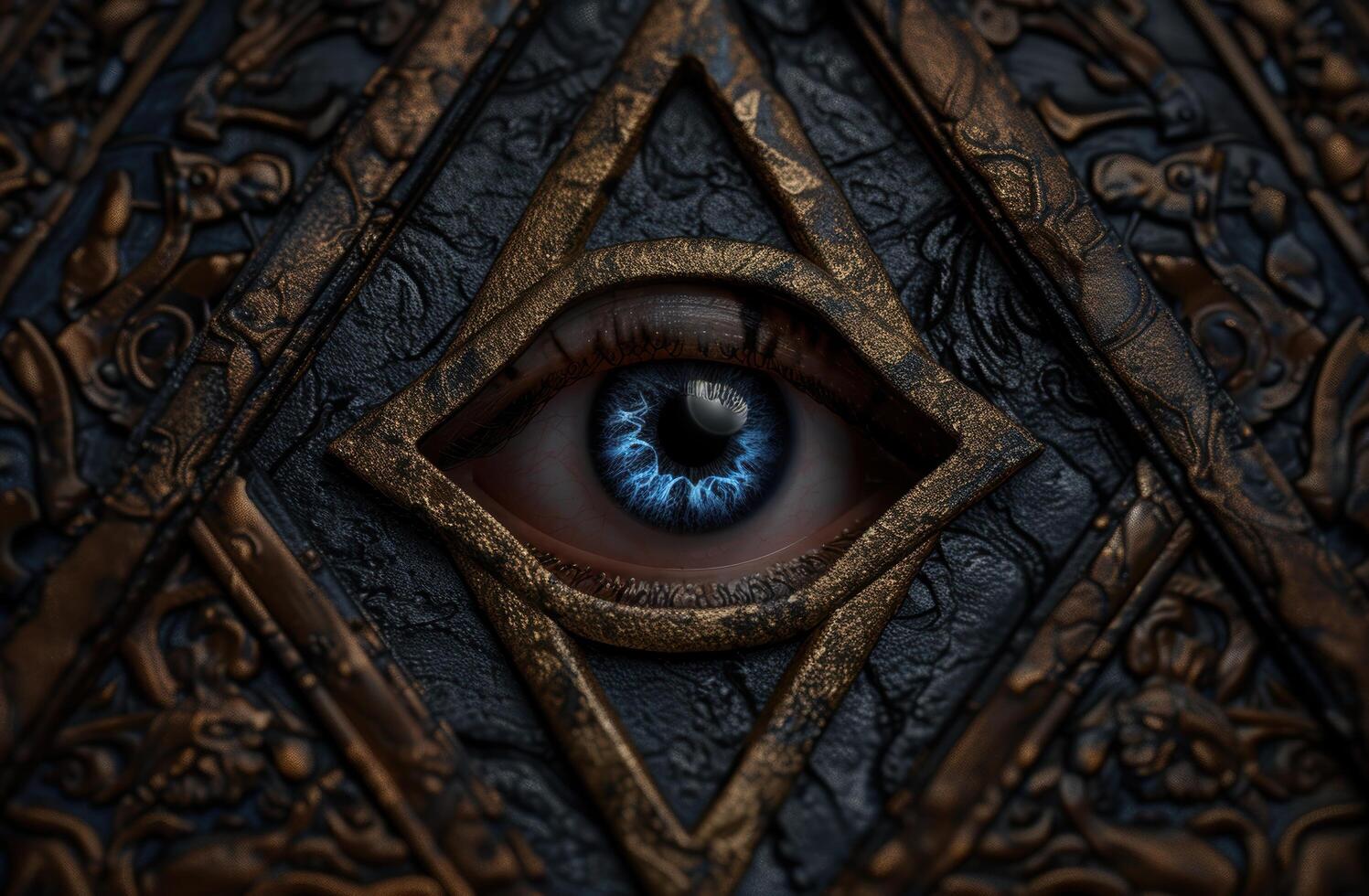 Mysterious eye in ornate frame photo