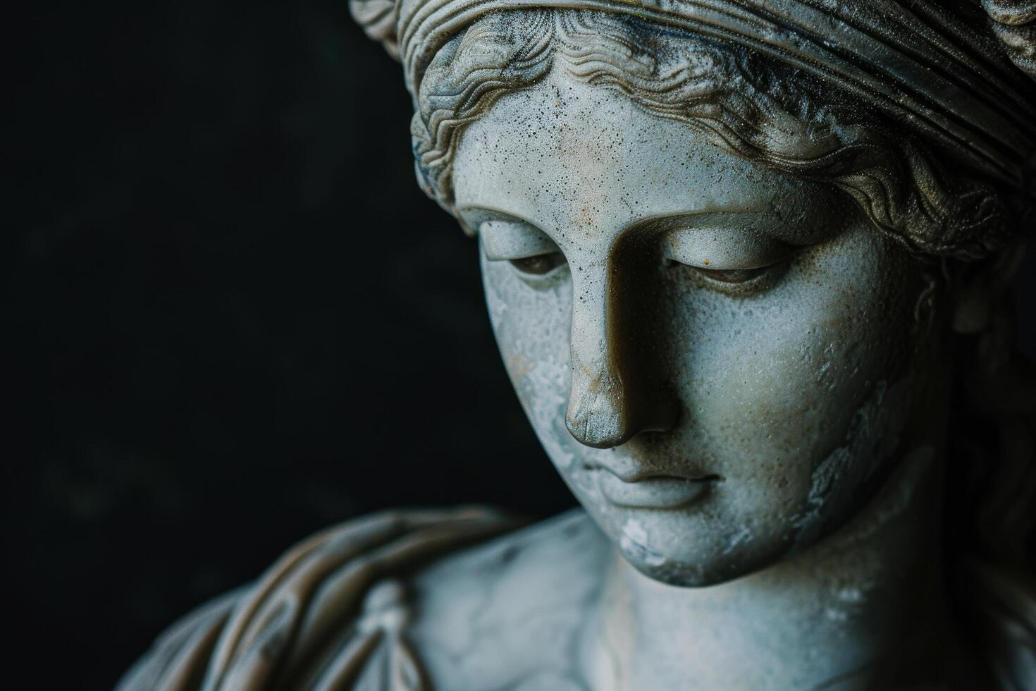 Detailed close up of a classical statue photo