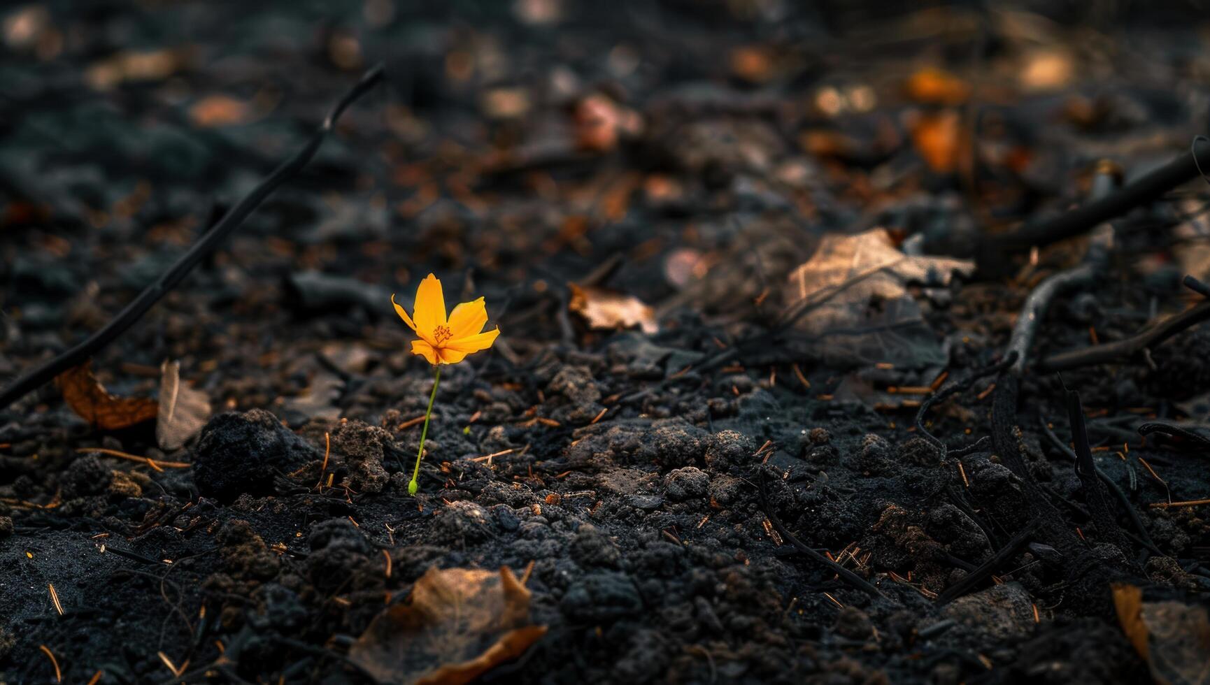 Lone flower blooming in the darkness photo
