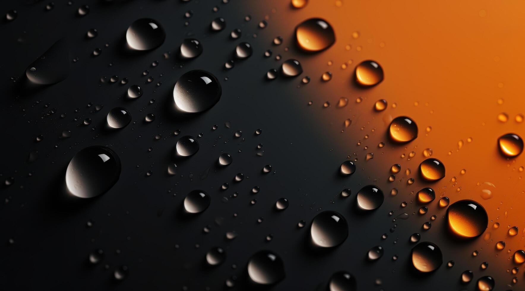 Glistening water droplets on dark surface photo