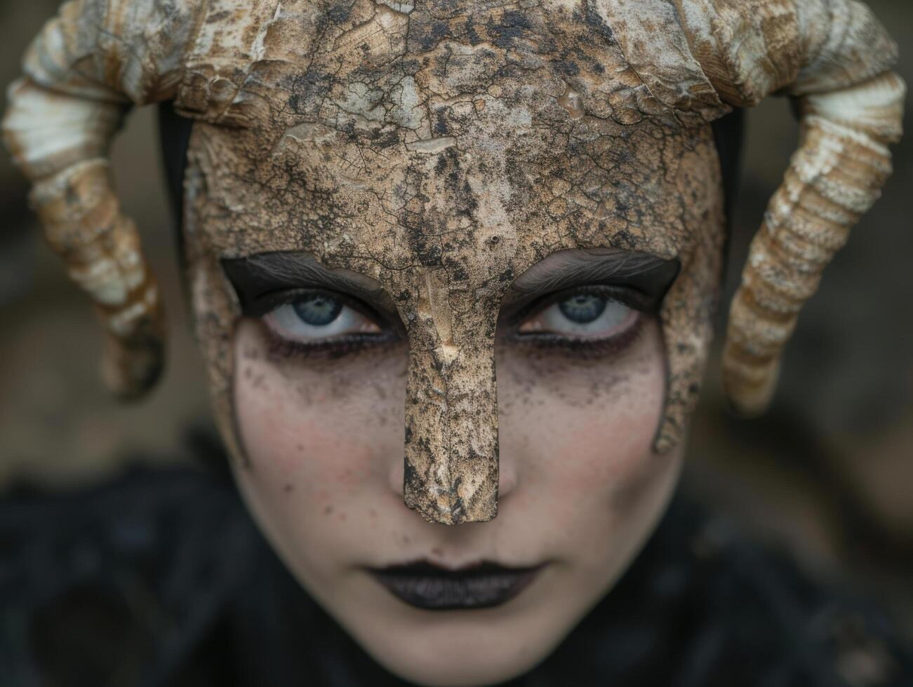 Mysterious warrior with intense gaze photo