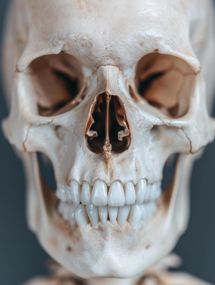Closeup of a human skull photo
