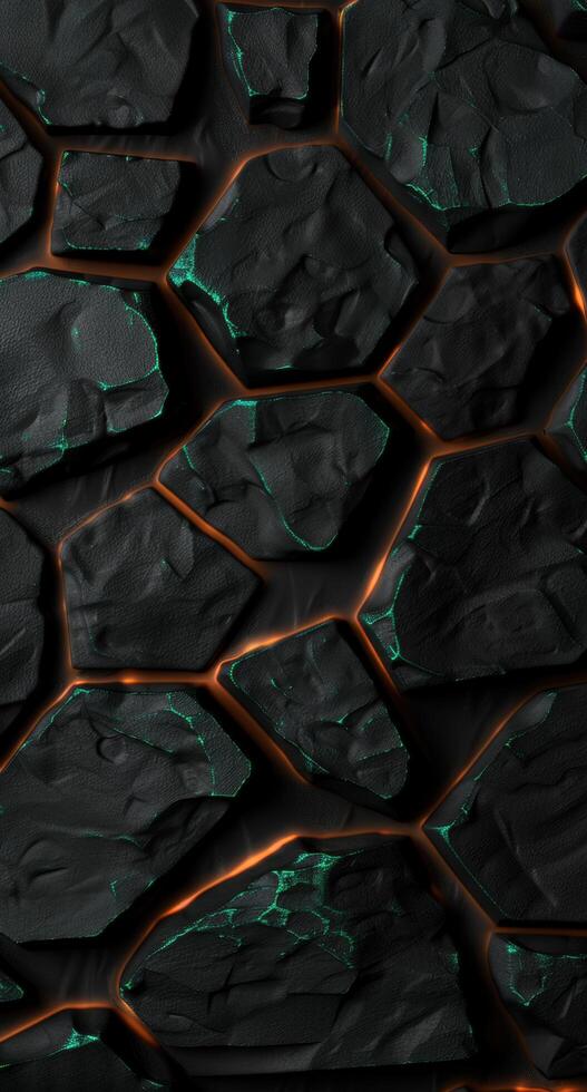 Dramatic black and green hexagonal pattern background photo