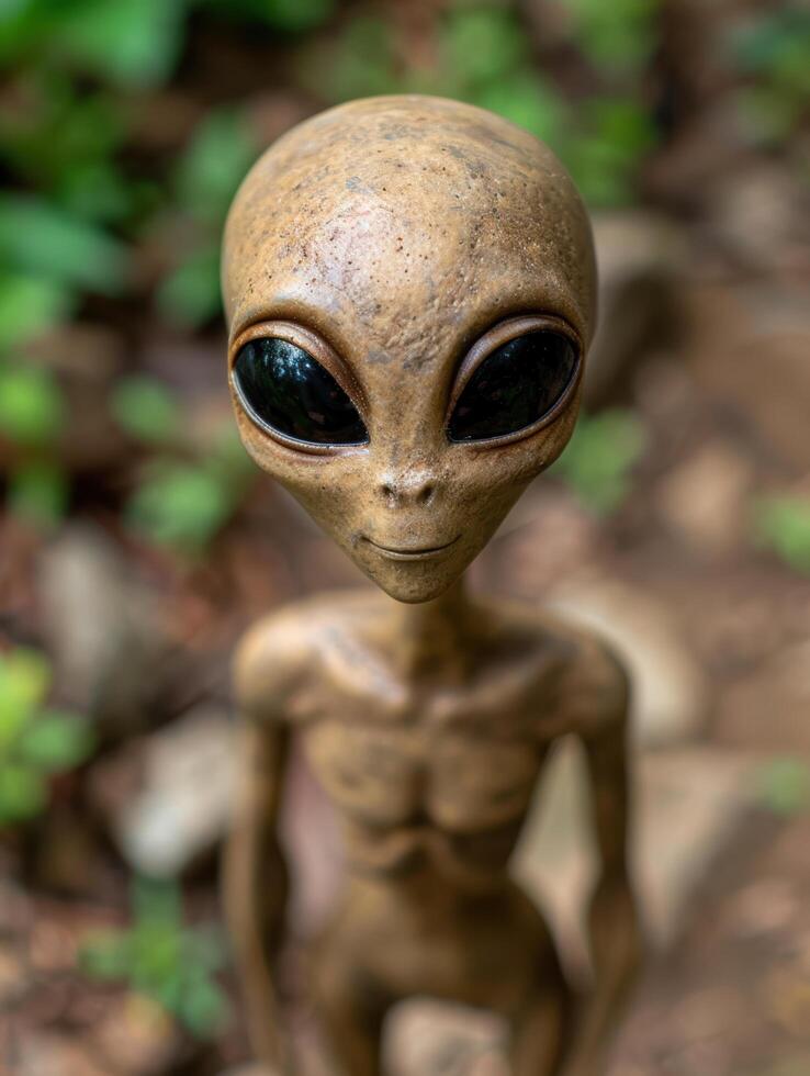 Mysterious alien figure in the forest photo