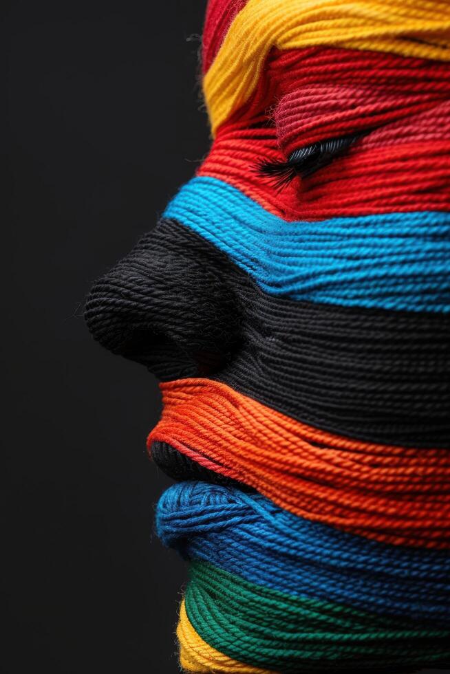 Vibrant textile pattern with bold colors and textures photo