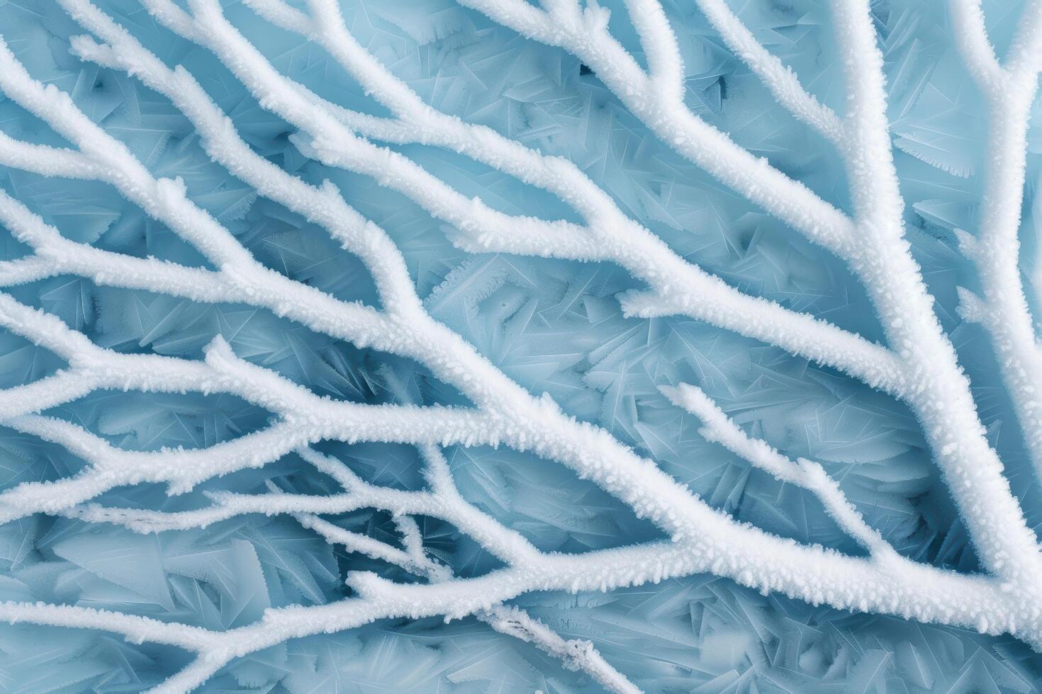 Intricate patterns of frost on a frozen surface photo