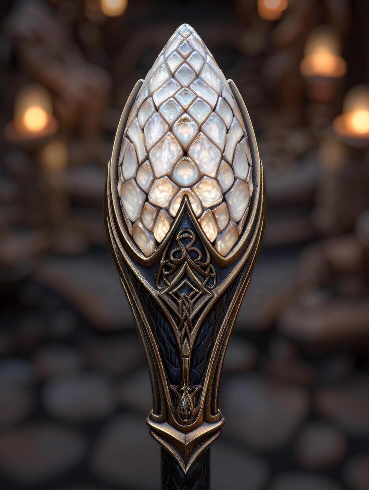 Ornate metallic and glass decorative object photo