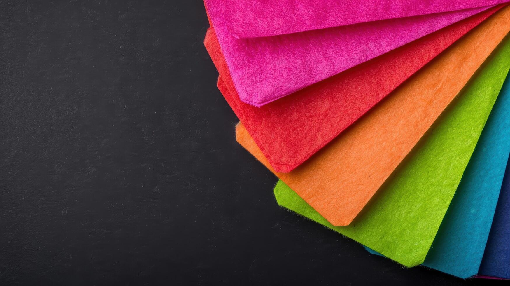 Vibrant Colored Felt Sheets on Black Background photo