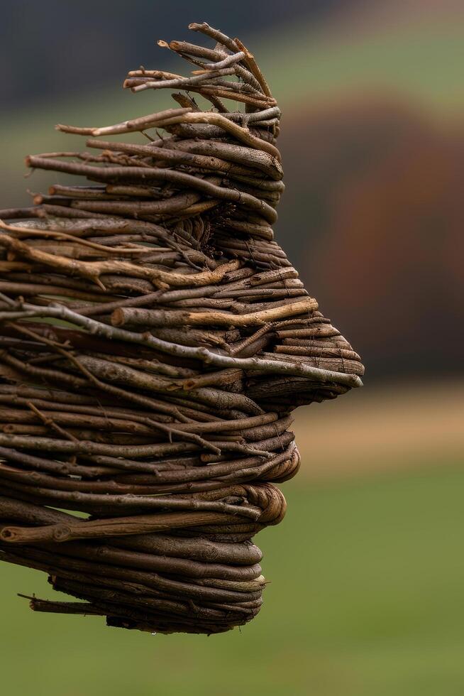 Intricate nest made of twigs and branches photo