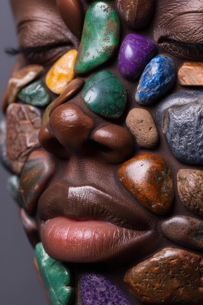 Colorful Assortment of Polished Stones and Rocks photo