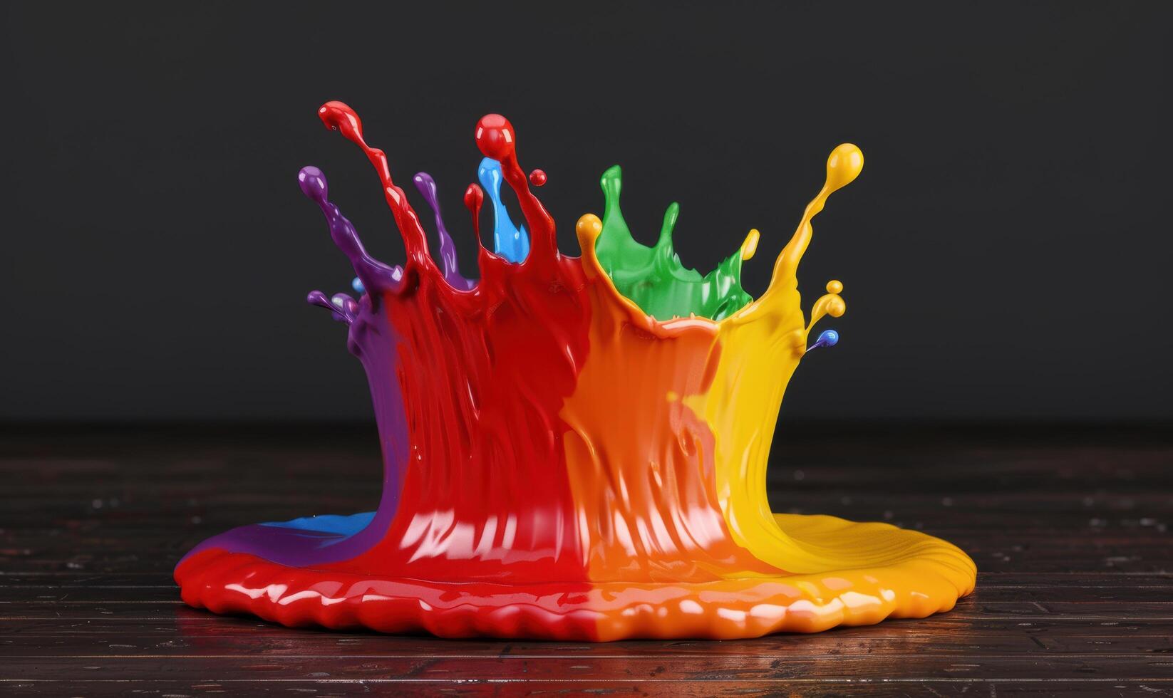 Colorful paint splash on dark background photo