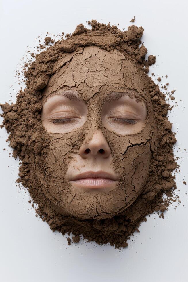 Cracked earth face texture photo