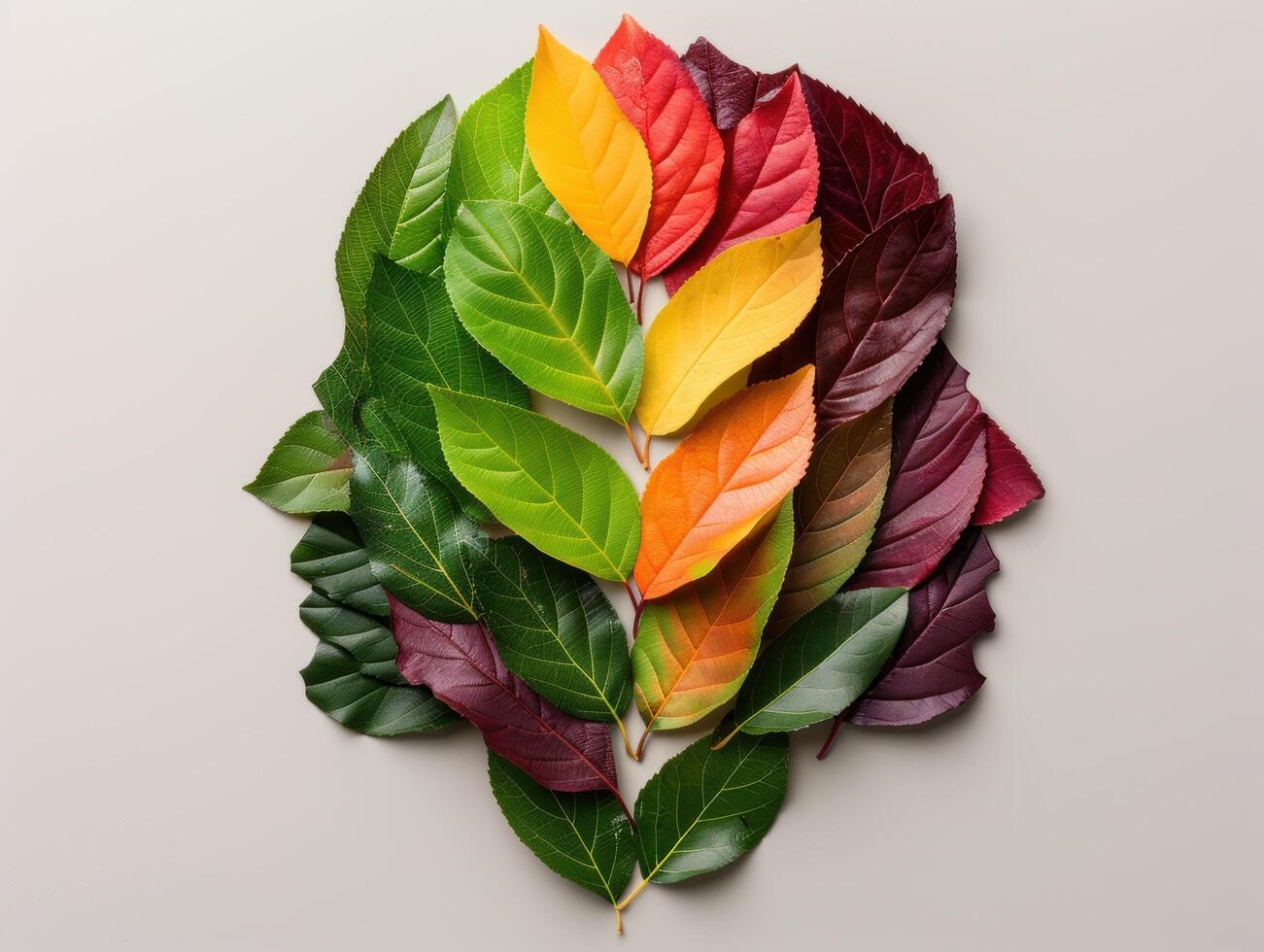 Colorful autumn leaves arranged in a circle photo