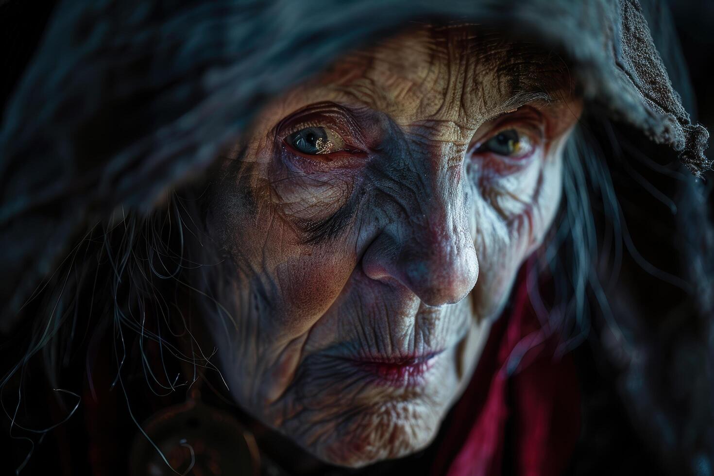 Weathered face of an elderly person photo