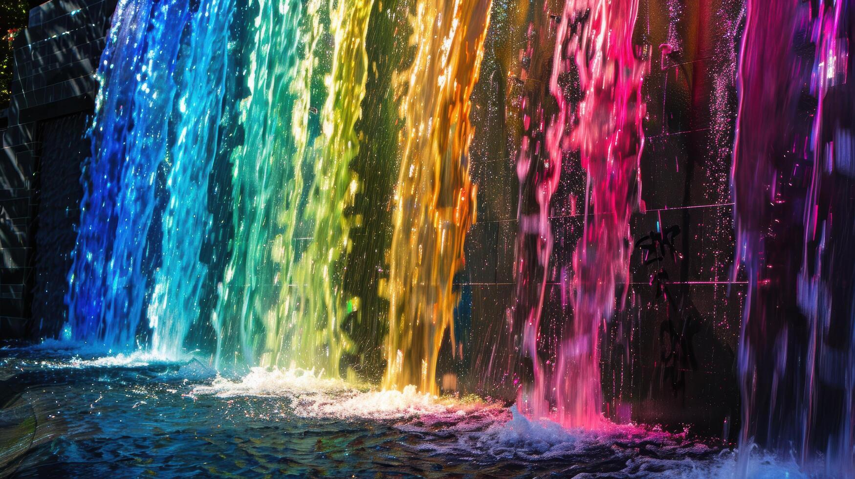 Colorful waterfall with vibrant lighting photo