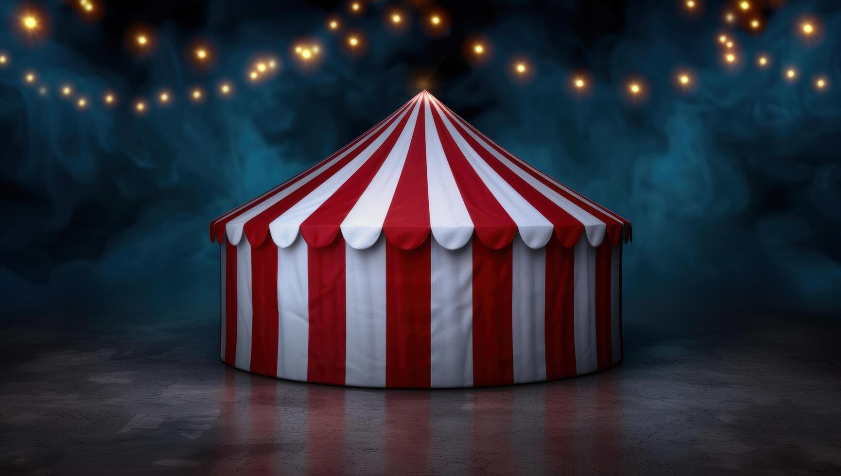 Illuminated circus tent against a dark night sky photo