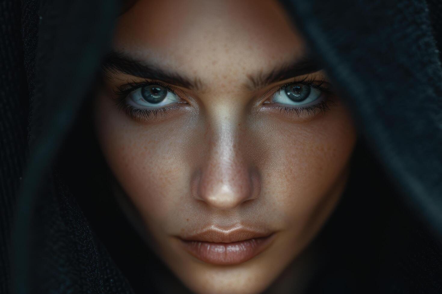 Intense gaze of a mysterious woman photo