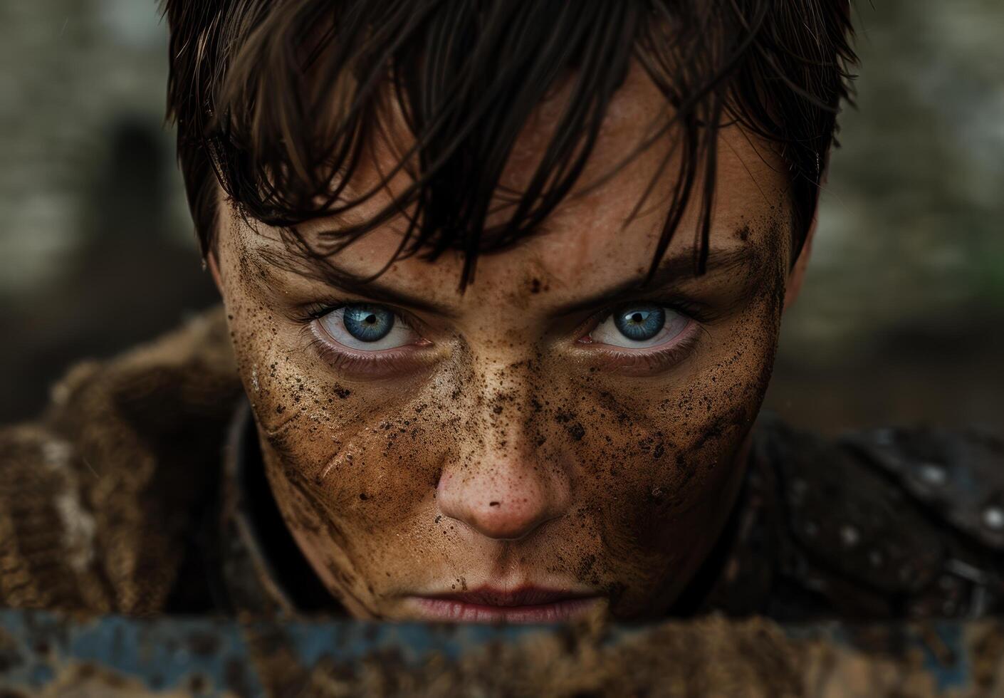Intense gaze of a determined young person photo