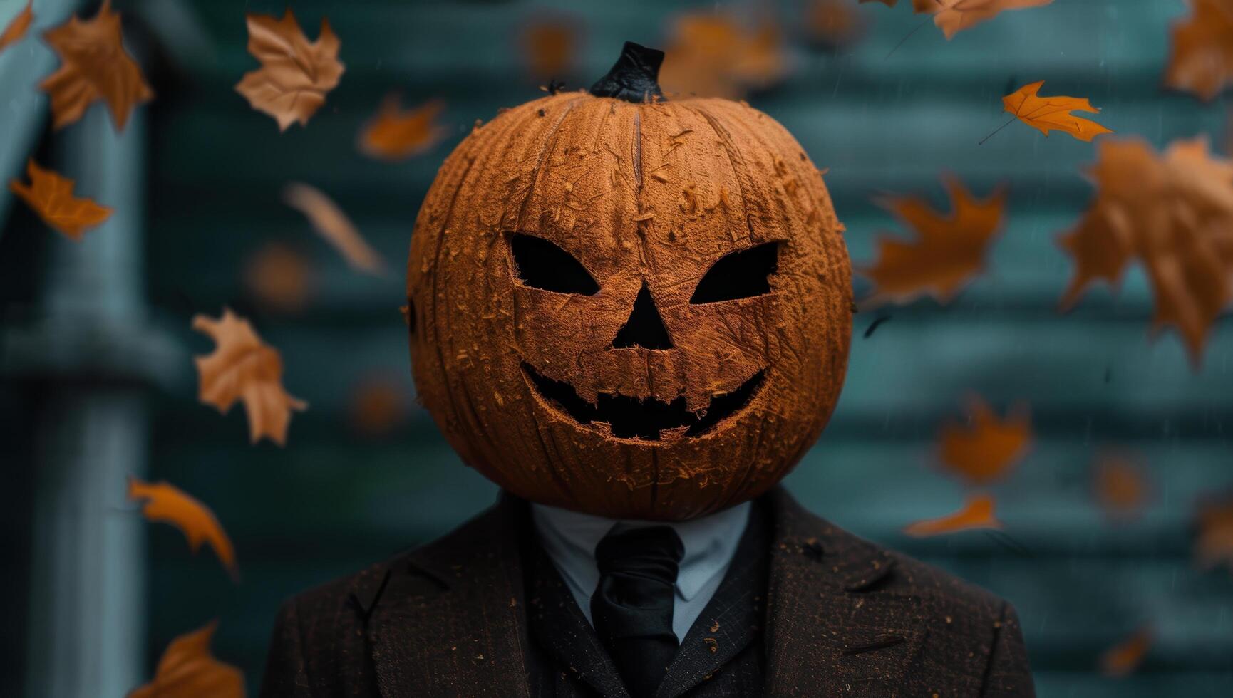 Pumpkin head in suit and tie photo