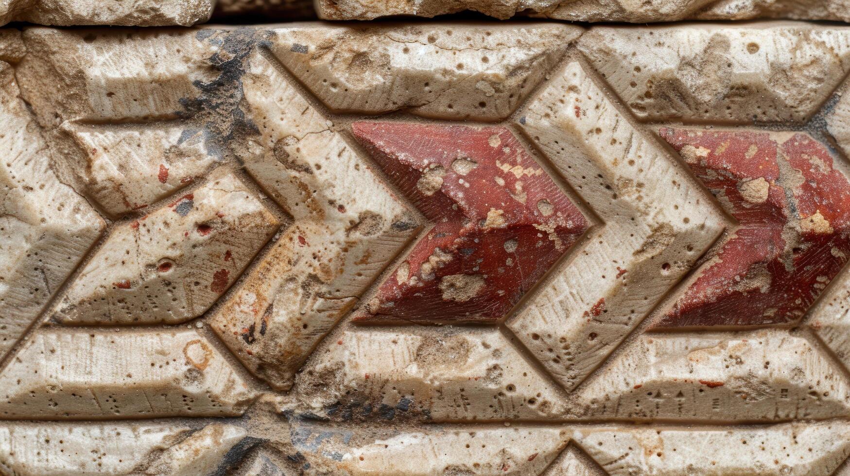 Detailed stone wall texture with geometric patterns photo