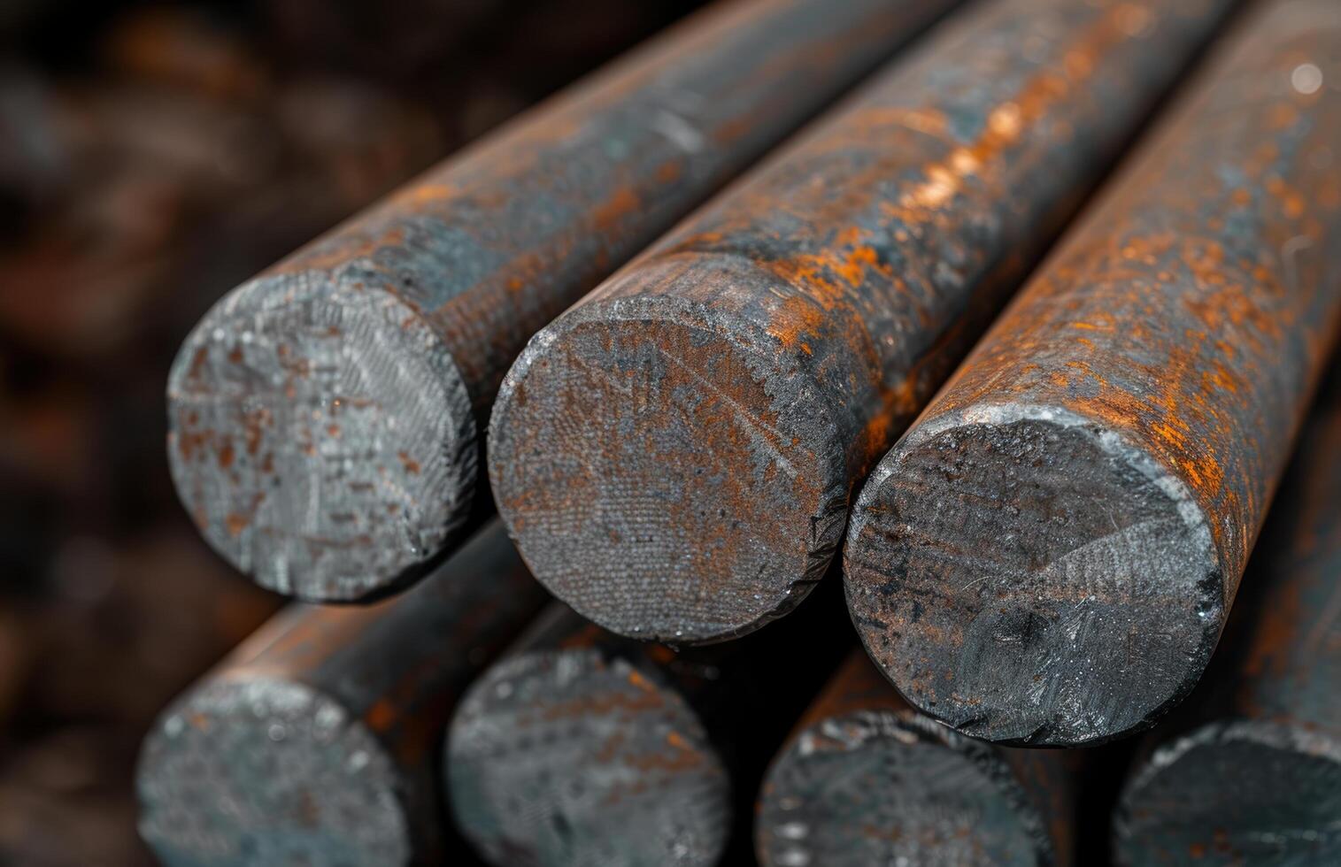 Rusty metal rods in close up photo