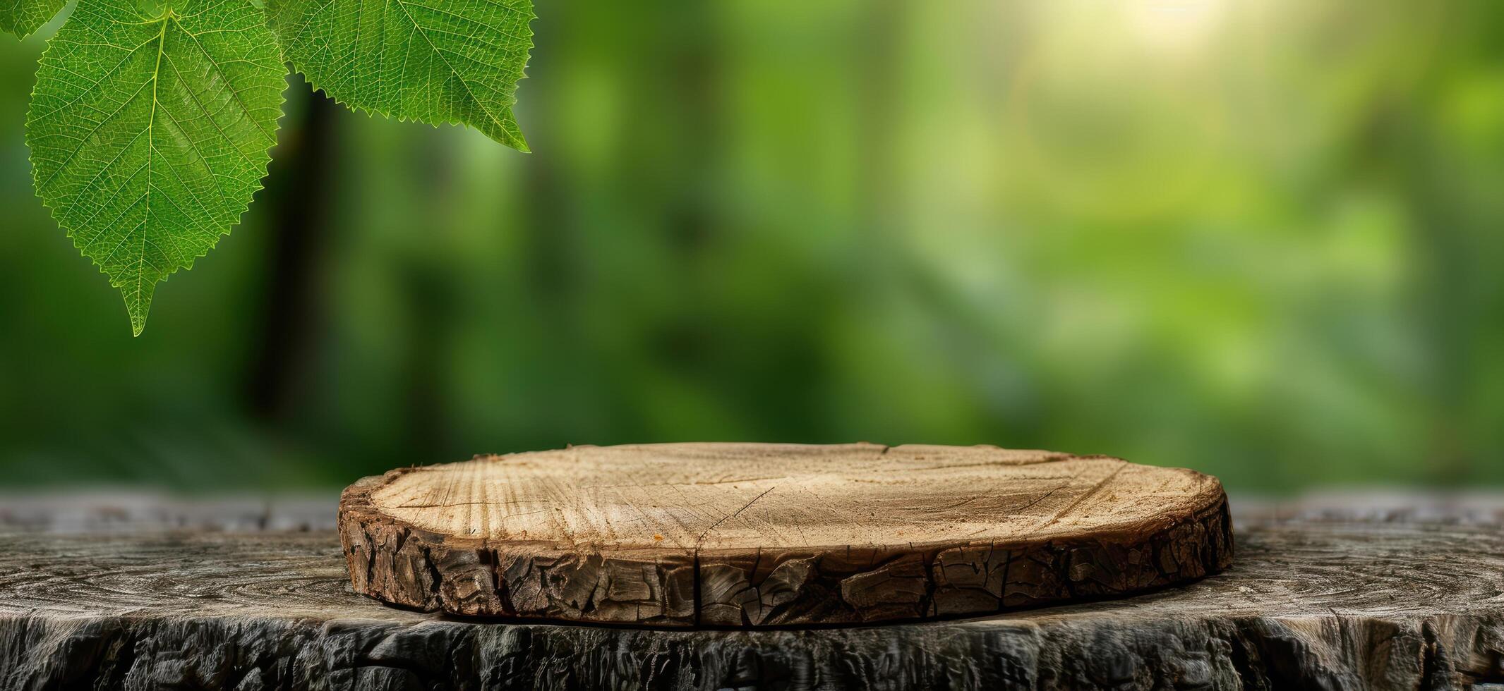 wooden log on blurred nature background photo