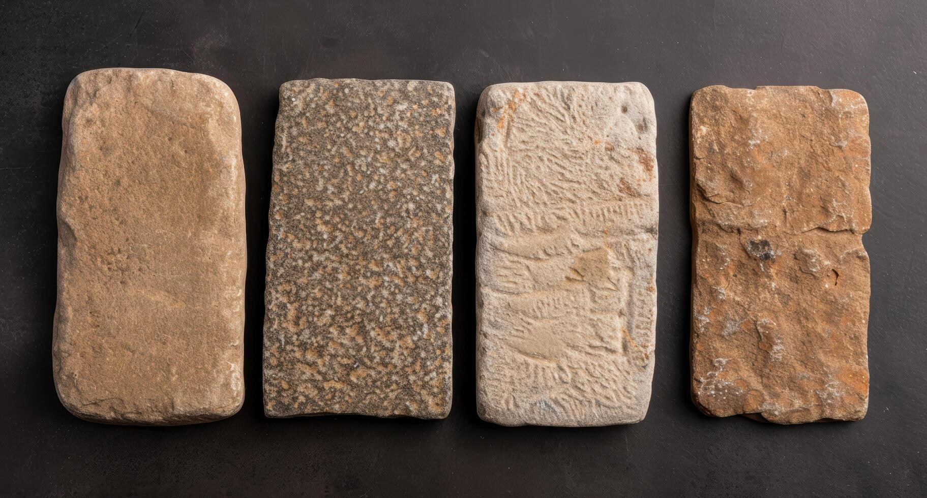 ancient stone tablets with carved symbols photo