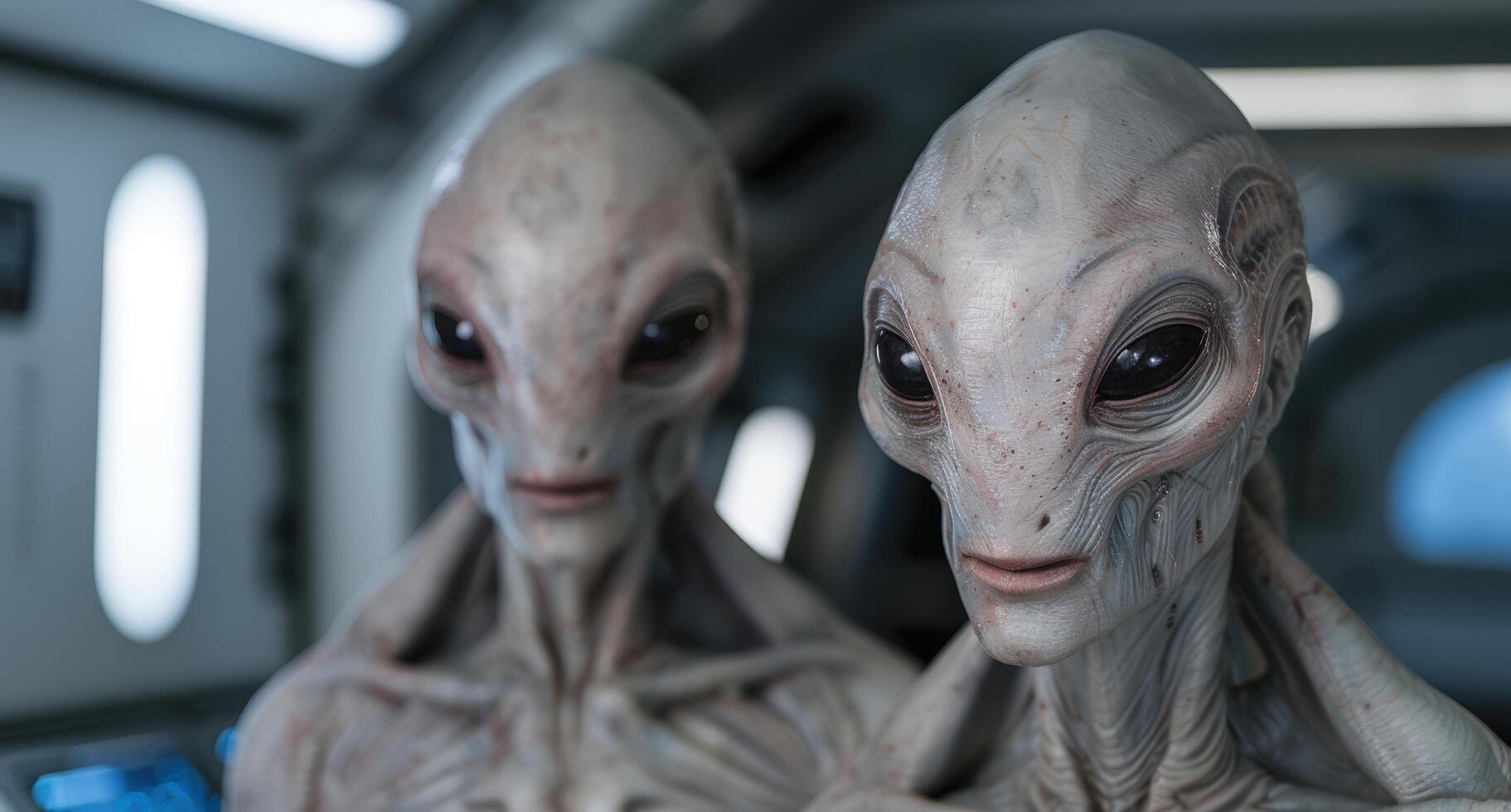 Alien creatures in a futuristic spacecraft photo