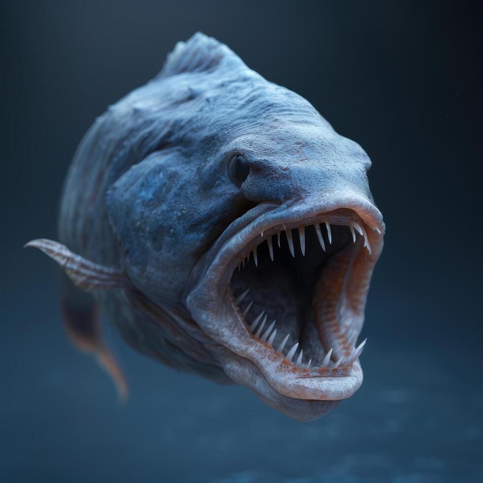 Fierce deep sea fish with sharp teeth photo