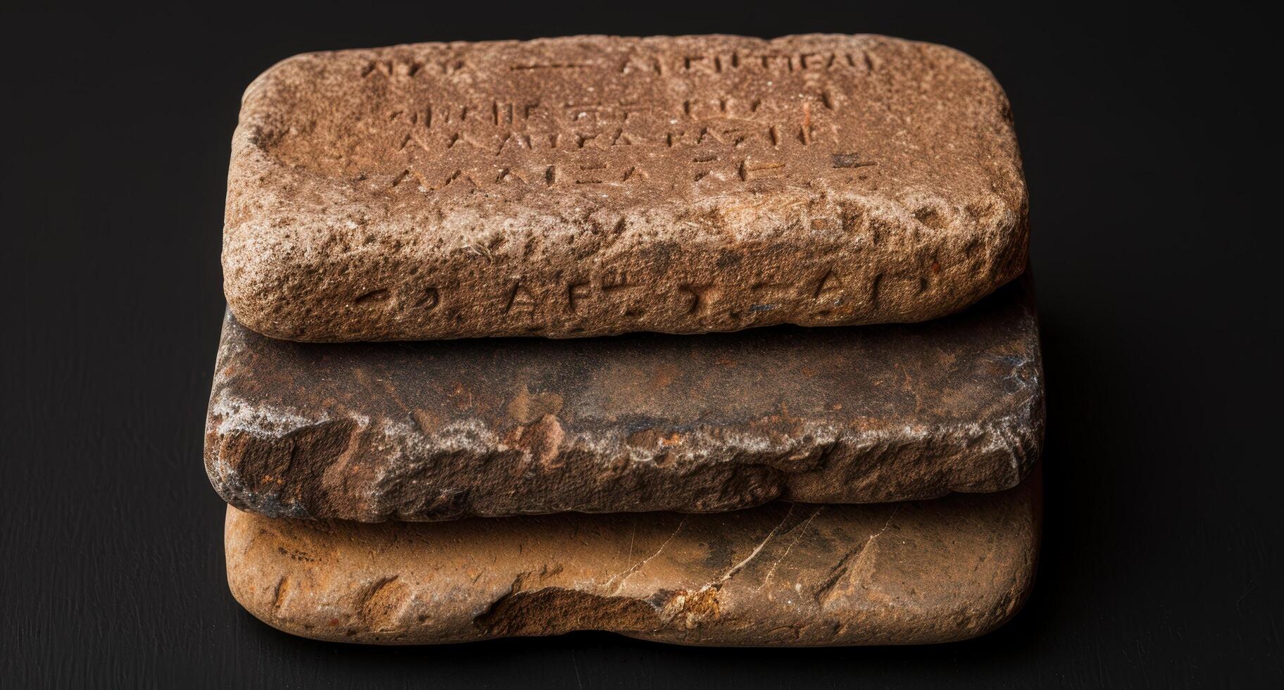 ancient stone tablet with engraved text photo