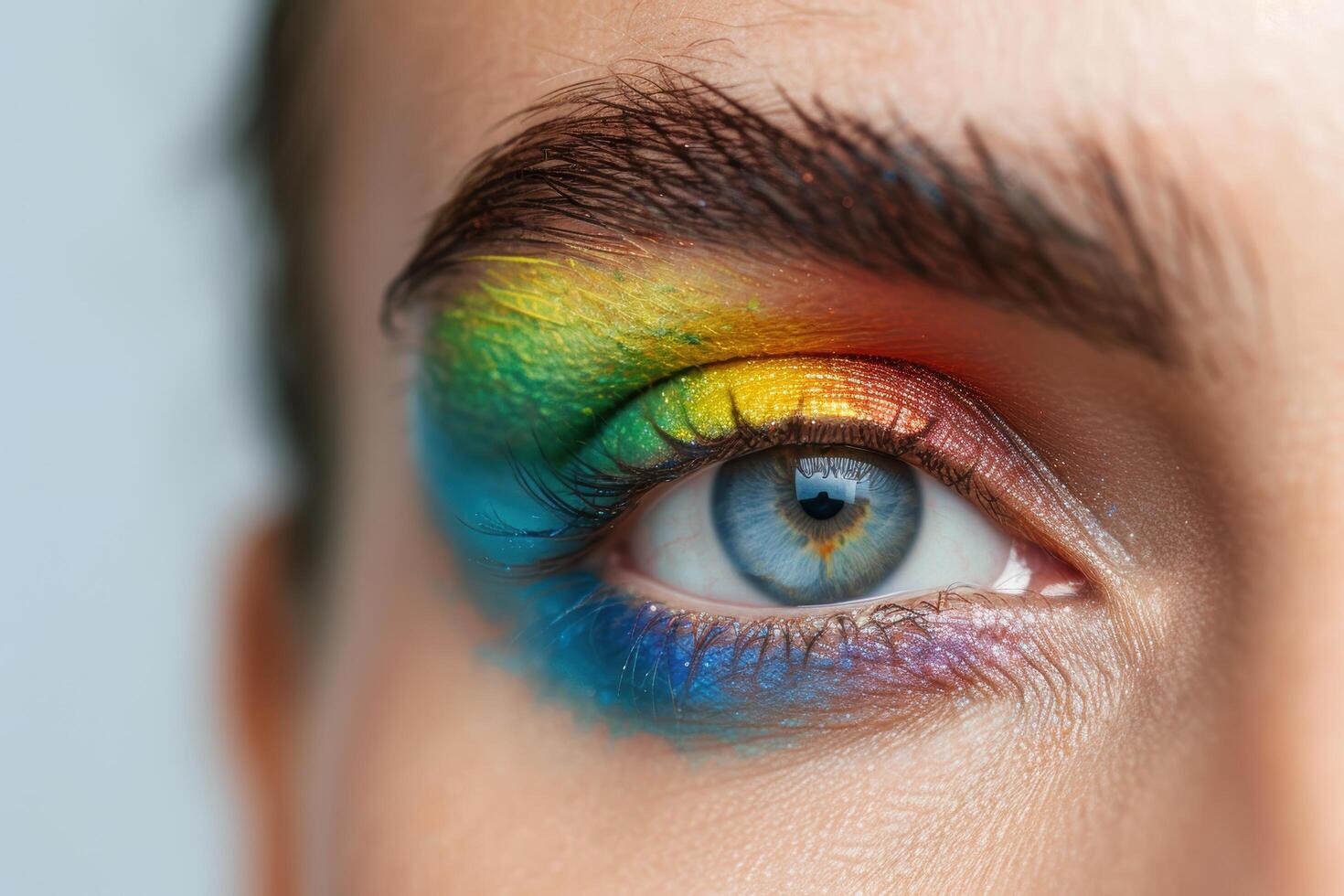 Vibrant eye makeup with colorful eyeshadow photo