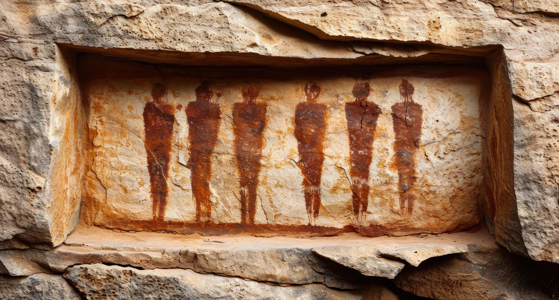 Ancient rock art depicting human figures photo