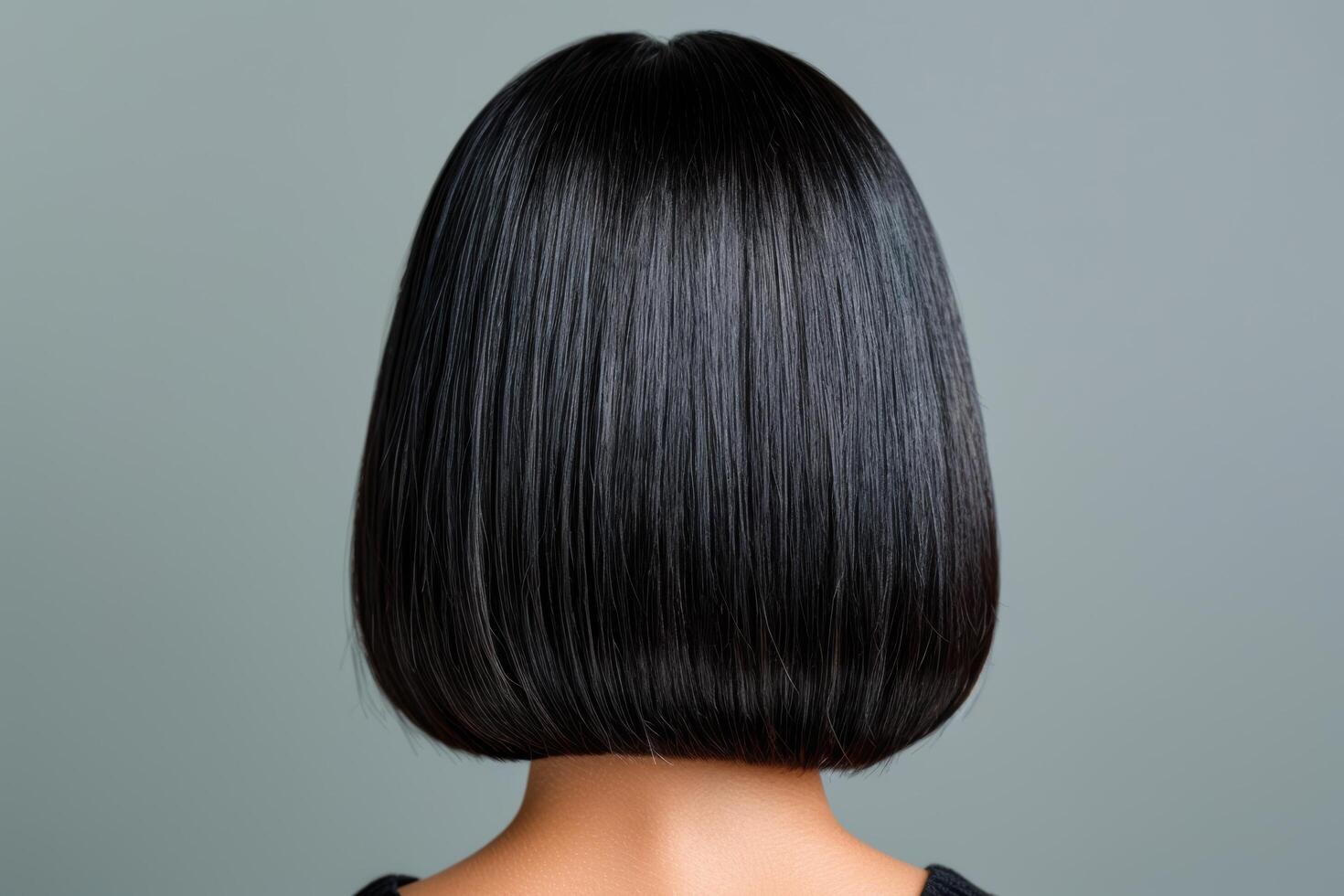Sleek and stylish black hair bob haircut photo