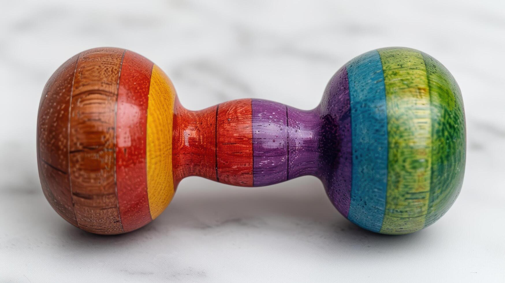Colorful wooden balls with abstract patterns photo