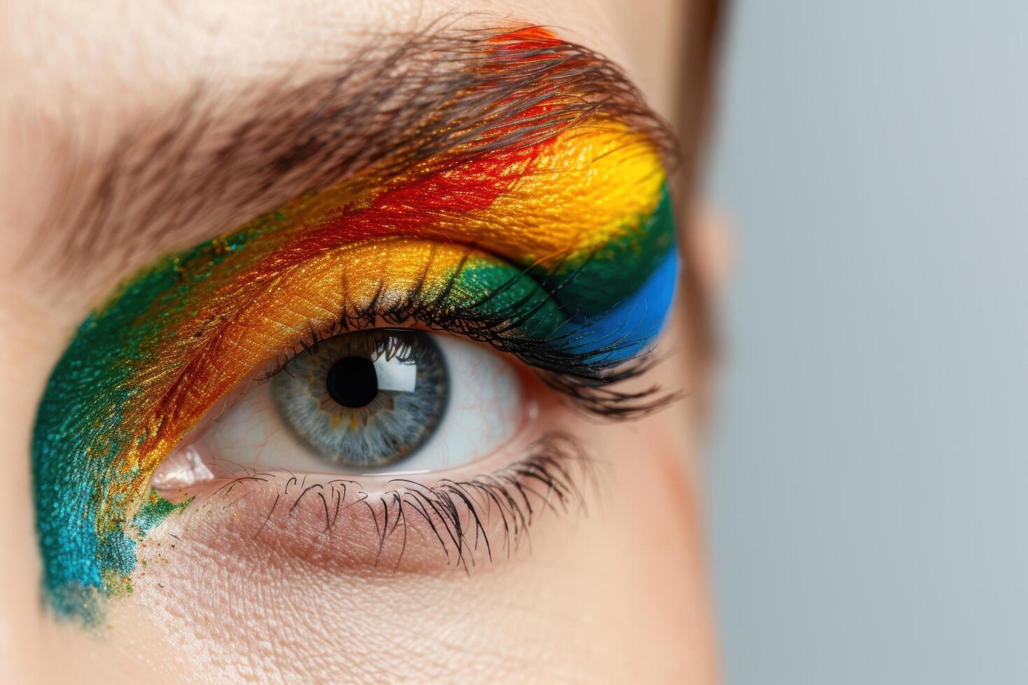 Colorful eye makeup close up photo