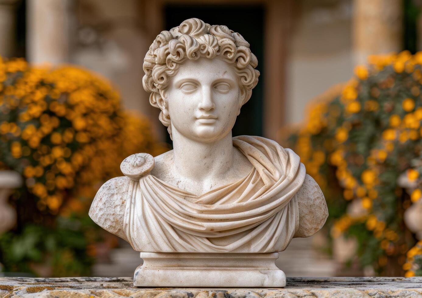 Marble bust of a classical figure photo