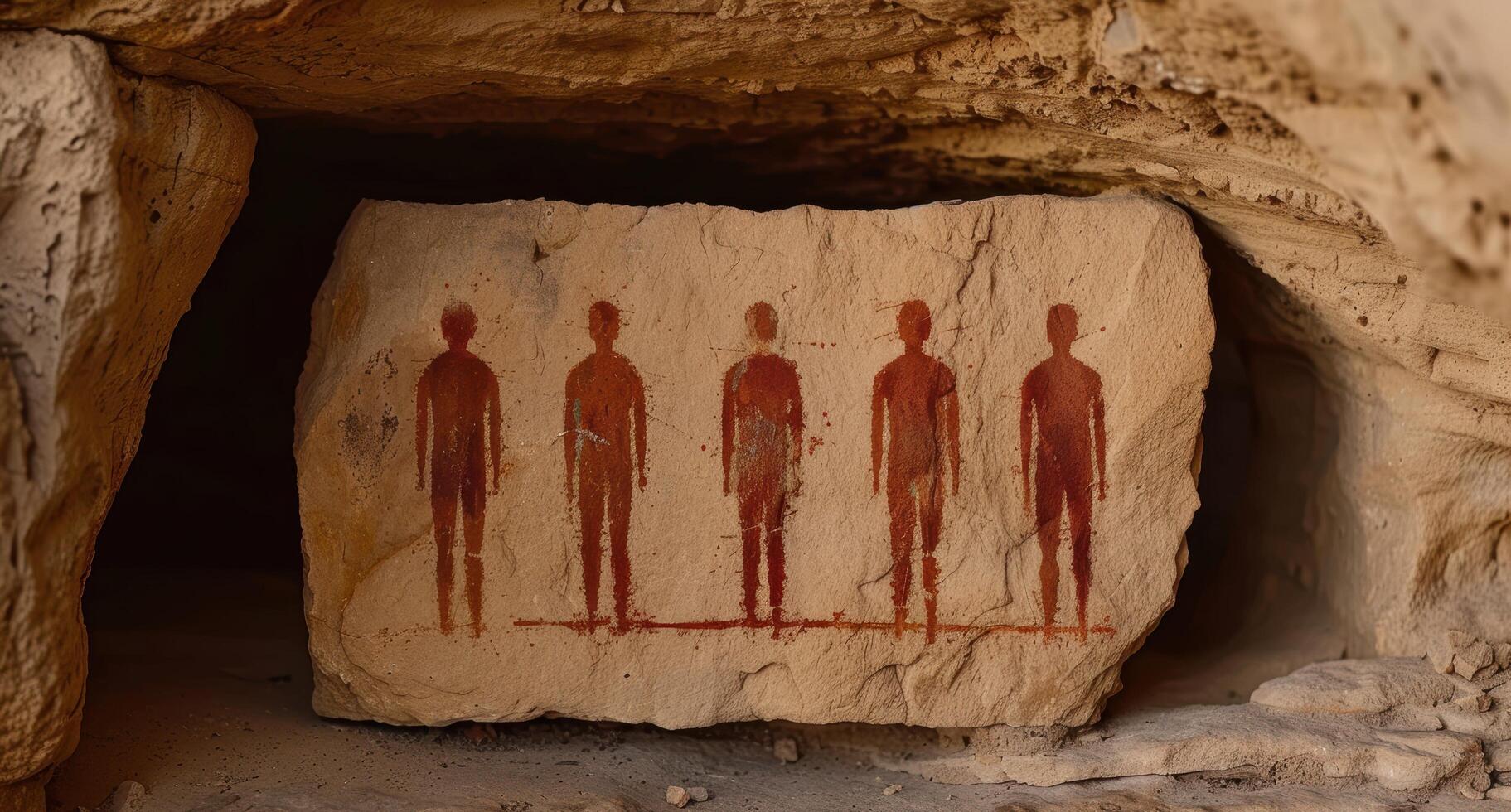 ancient cave painting of human figures photo