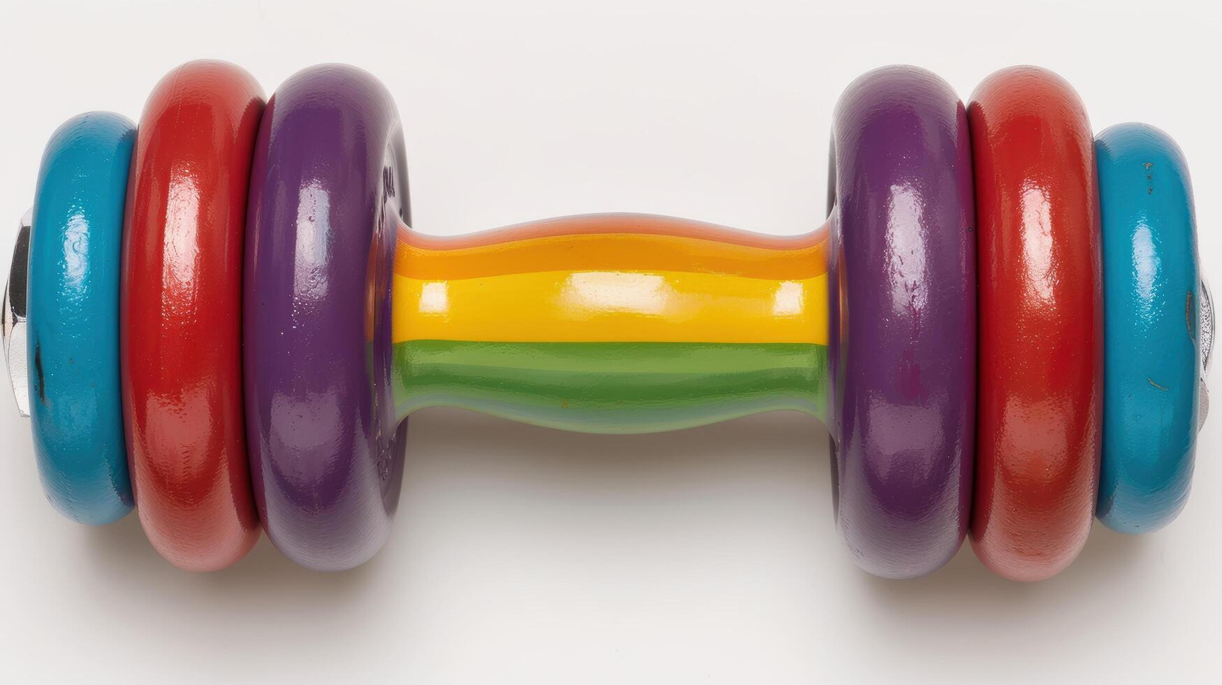 Colorful fitness weights on a white background photo