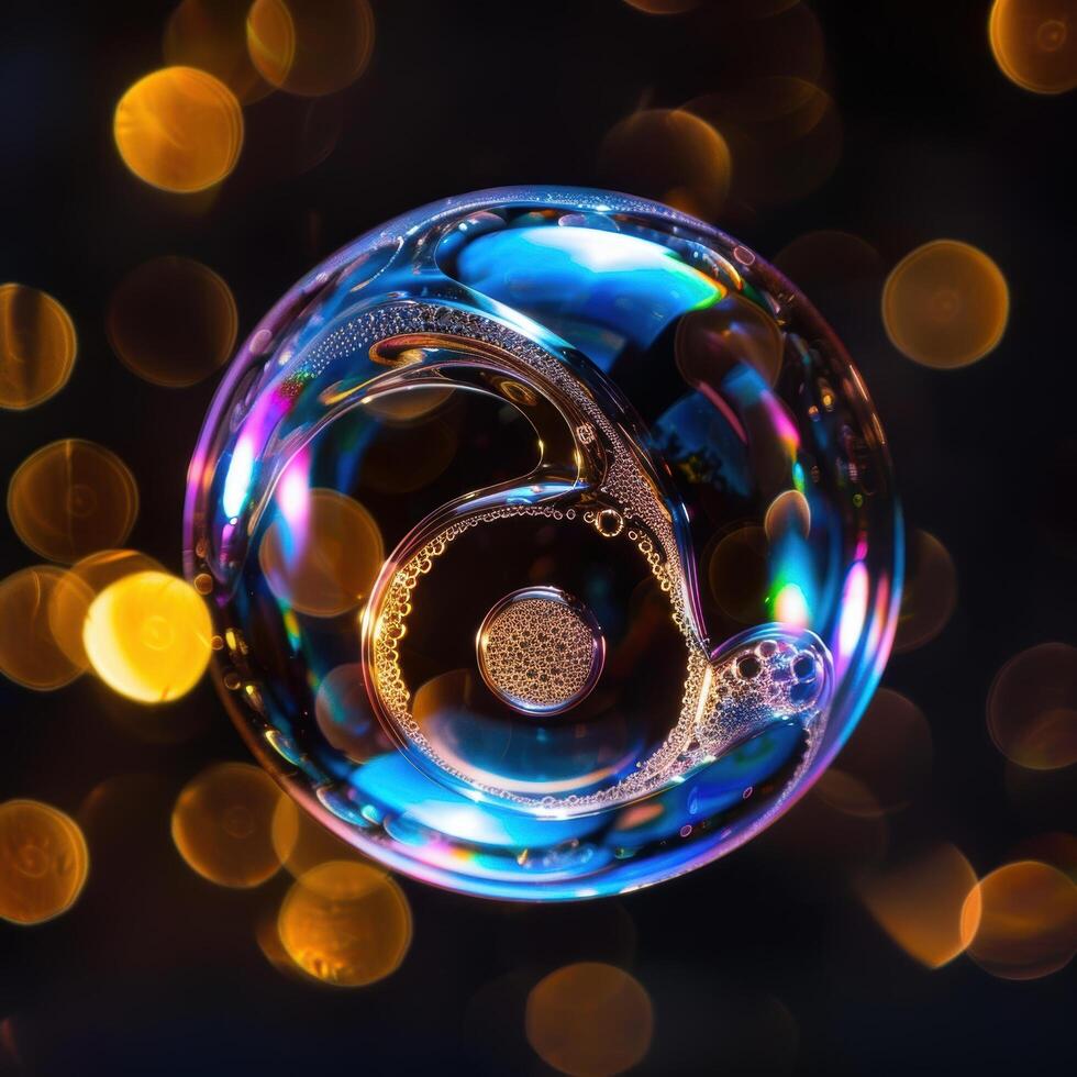 Colorful abstract bubble with reflections photo