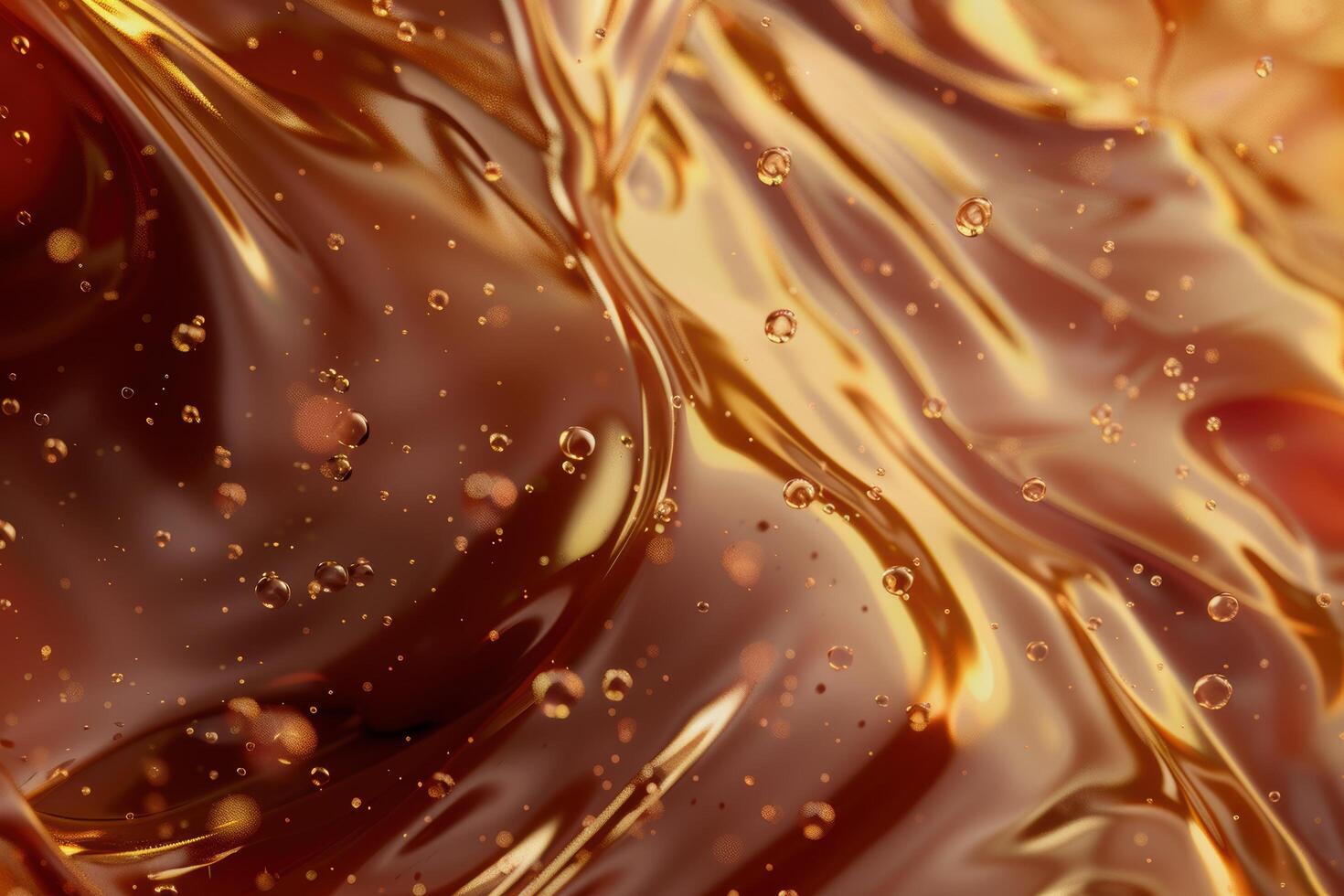 Flowing golden liquid with bubbles photo