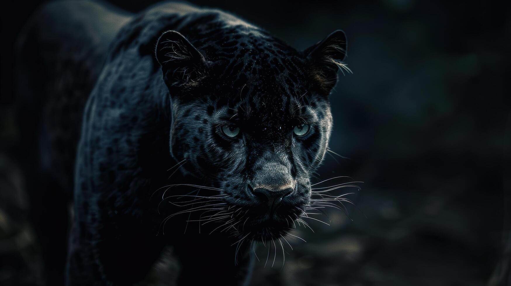 Intense gaze of a powerful black panther photo