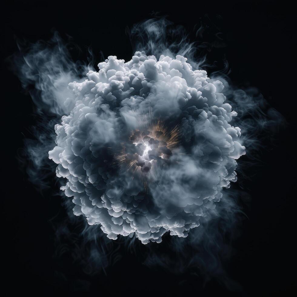 Dramatic explosion of smoke and light photo