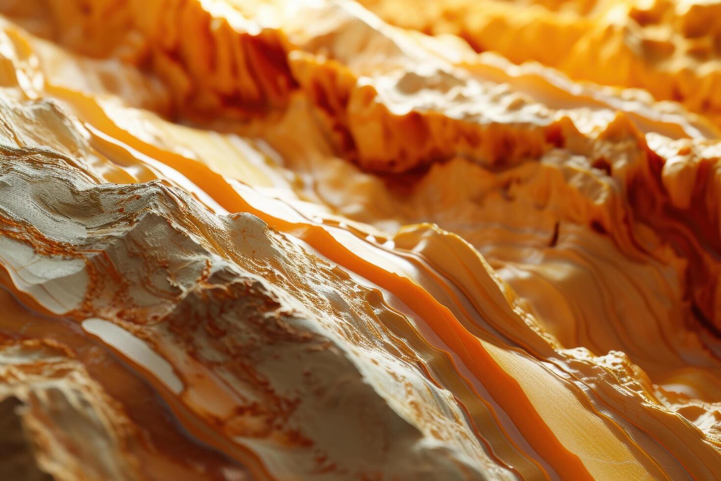Closeup of abstract rock formation with vibrant orange and brown colors photo